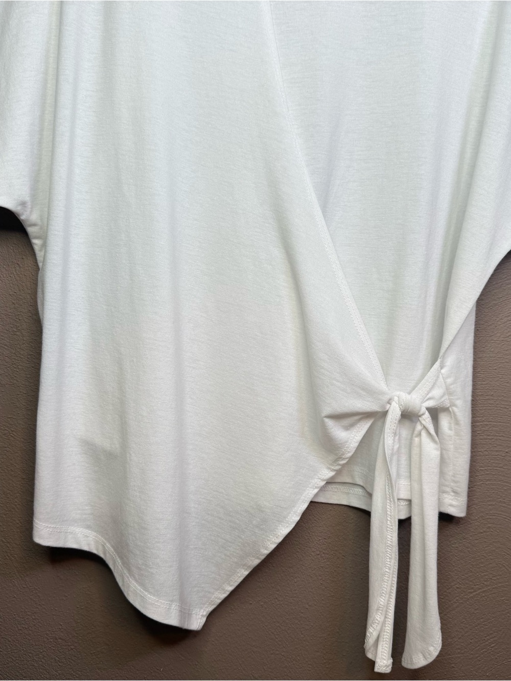Clara Sun Woo Peach Knit Side Tie Wrap Minimalist Top in White Women's Size Med. - Picture 8 of 16